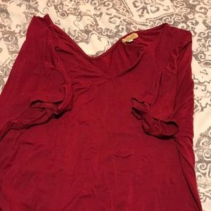 Deep wine colored short sleeve Piko tee